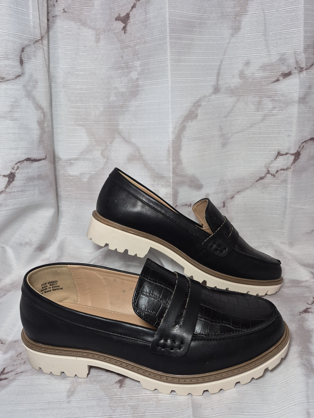 Journee Collection Black Croc-Embossed Loafers